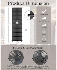 Aecojoy 8 Tier Rotating Shoe Rack with 2 Drawers and Casters Spinning Storage Tower Organizer