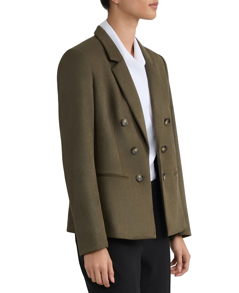 Jones New York Women's Double-Breasted Scuba Faux Suede Blazer