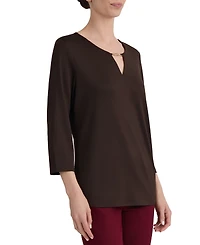 Jones New York Women's 3/4-Sleeve Buckle-Trim Keyhole Jersey Top