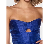 Alex & Sophia Juniors' Strapless Sweetheart Neck Organza Dress