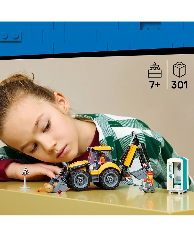 Lego City Backhoe Loader 60480 301-Piece Building Set, Ages 7+
