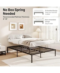 Sugift Full Size Heavy Duty Metal Platform Bed Frame with Reinforced Slat Support