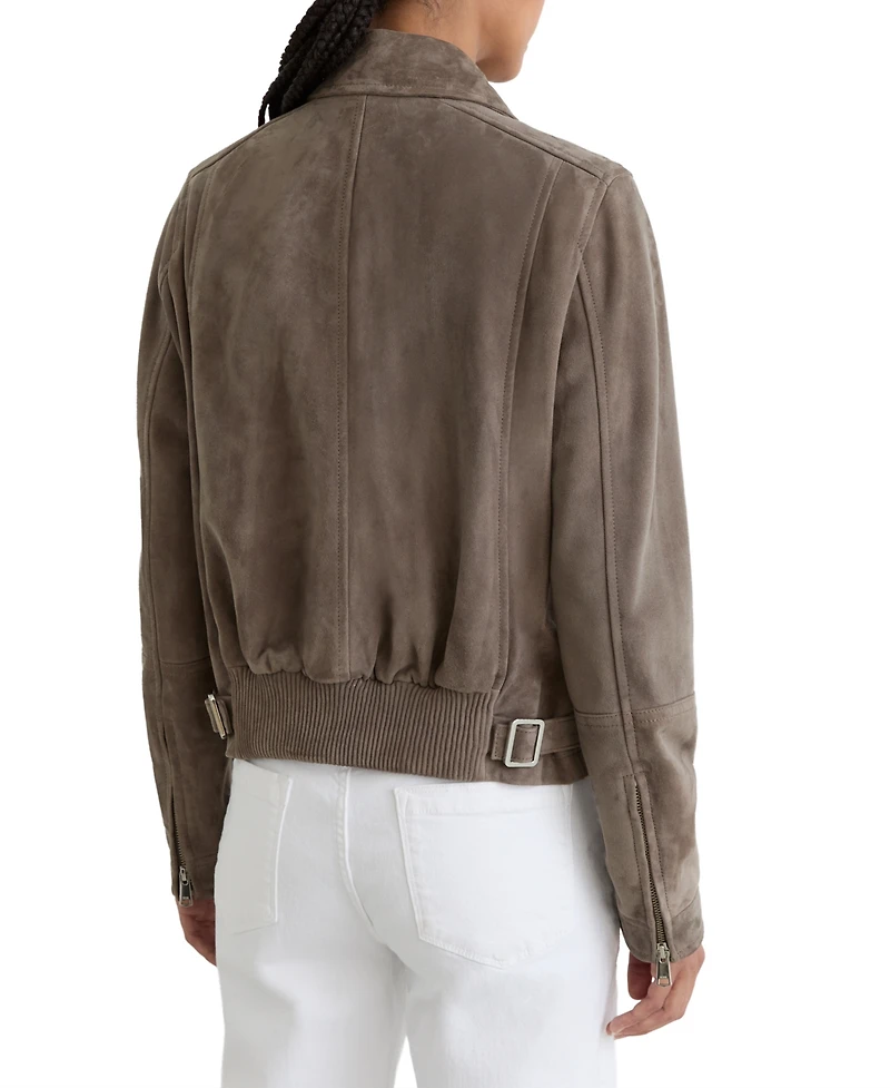 Reiss Women's Suede Zip-Through Moto Jacket