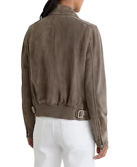 Reiss Women's Suede Zip-Through Moto Jacket