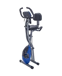 Sevorley Folding Exercise Bike with Backrest, Arm Bands and Lcd Monitor, 16-Level Magnetic X-Bike for Upright or Recumbent Workouts