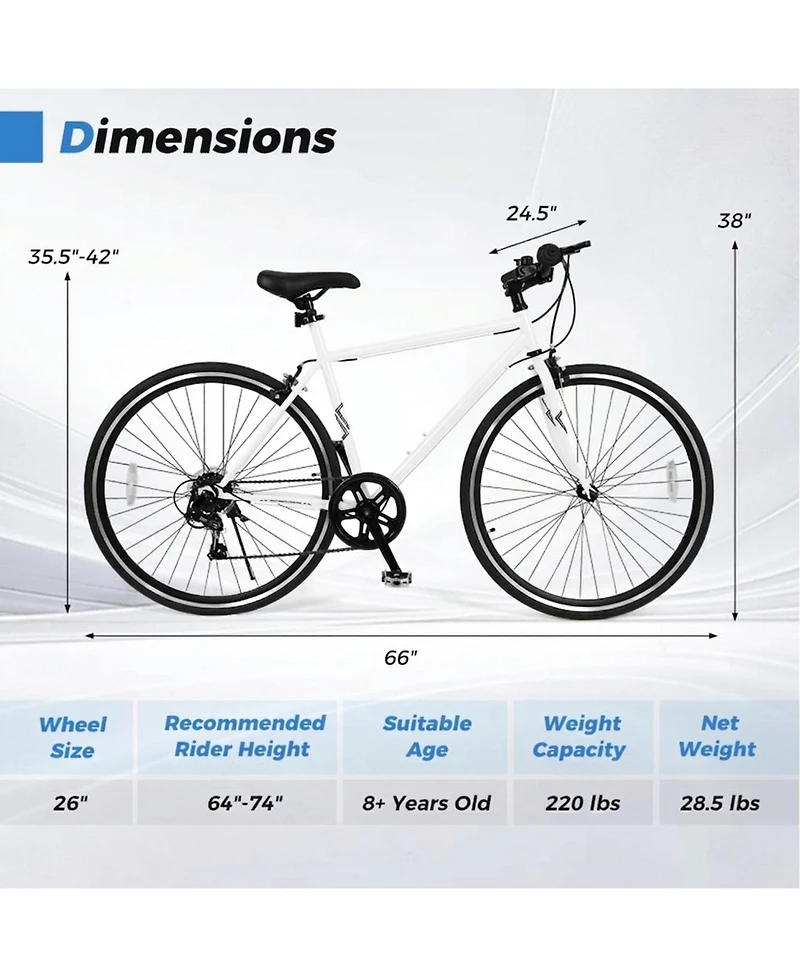 Sugift 26 in Adjustable Mountain Bike with 6-Speed and All-Terrain Rubber Wheels