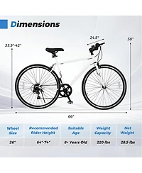 Sugift 26 in Adjustable Mountain Bike with 6-Speed and All-Terrain Rubber Wheels