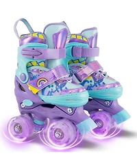 Sugift 4 Sizes Adjustable Kids Roller Skates with Light-up Wheels and Safety Protection