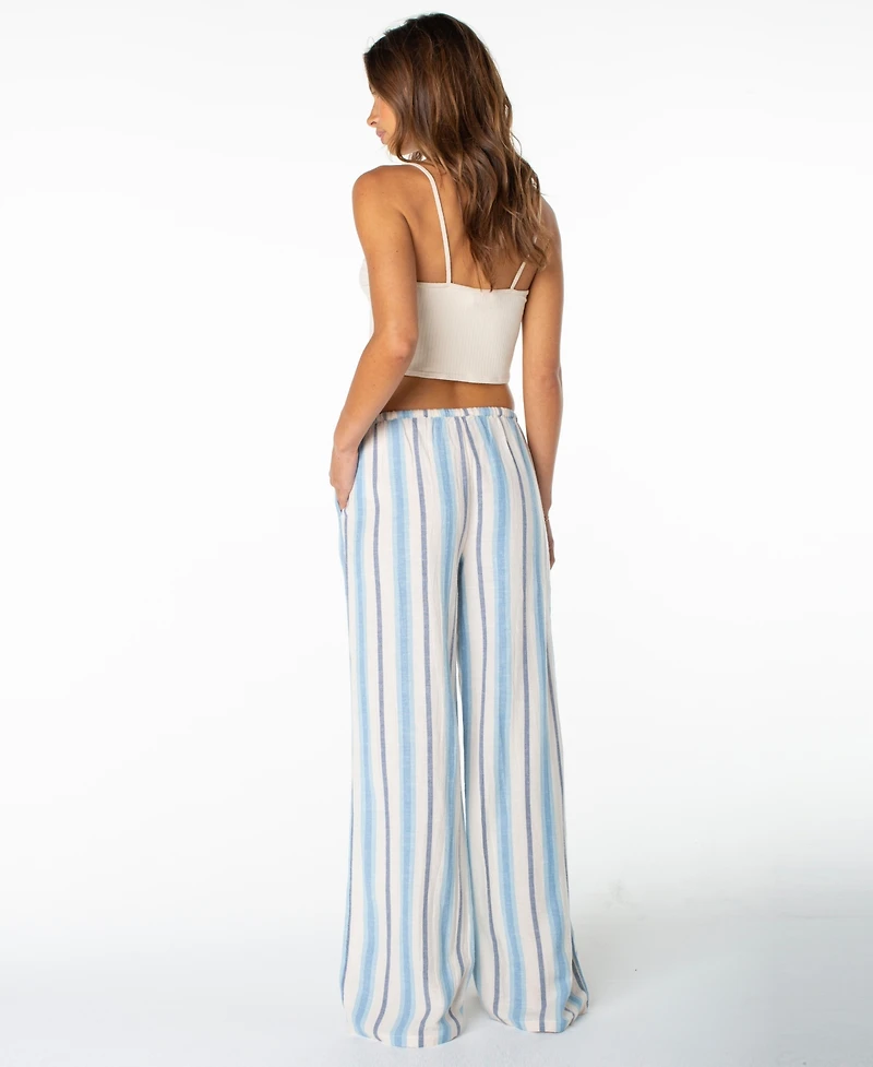 Roxy Women's Iyla Wide-Leg Low-Rise Stripe Pants