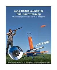 Sugift 50 Clay Pigeon Thrower 55 Plus Yards Automatic Skeet and Trap Launcher with Adjustable Angle Foot Pedal