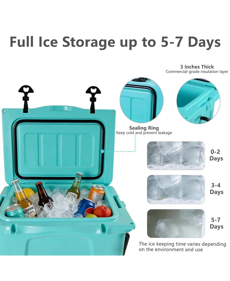 ECHTPeak Portable Hard Cooler with Bottle Opener, Cup Holder, 5-7 Day Ice Retention, for Camping, Beach, Fishing