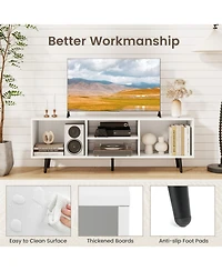 Sugift Tv Stand with Storage Compartments and Metal Legs