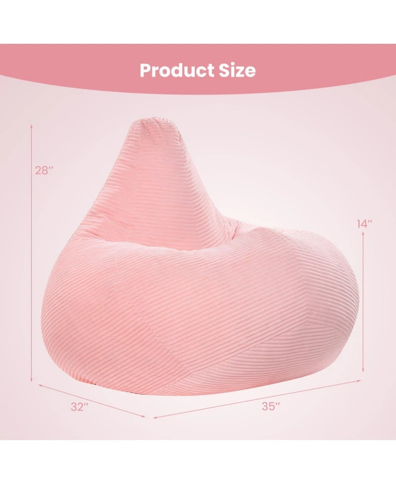 Sugift Adult Bean Bag Lazy Sofa Chair with Skin-Friendly Corduroy Cover and Sponge Filling
