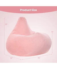 Sugift Adult Bean Bag Lazy Sofa Chair with Skin-Friendly Corduroy Cover and Sponge Filling