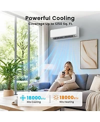 Cowsar 18000 Btu Mini Split Ac, 19 SEER2, 1250 Sq. Ft.