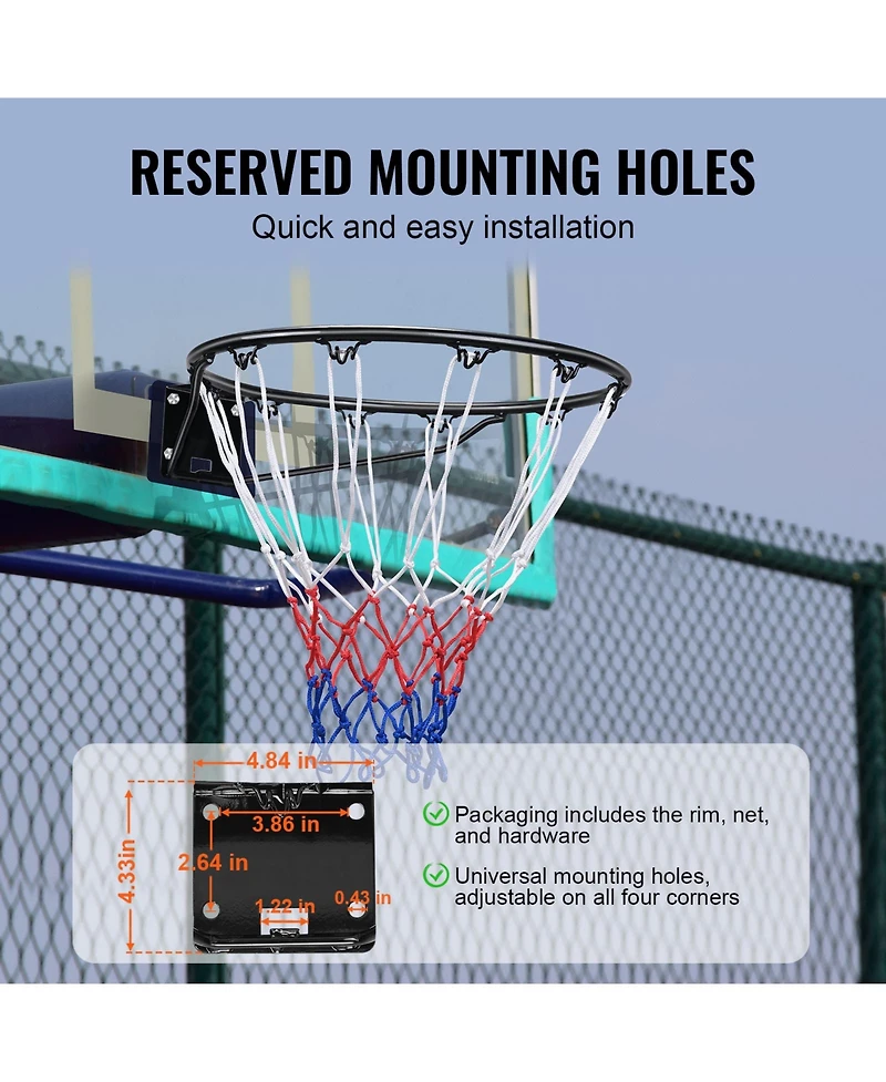 Sugift Heavy Duty Q235 Wall Door Mounted Basketball Flex Rim Goal Replacement with Net 18in Standard Hoop