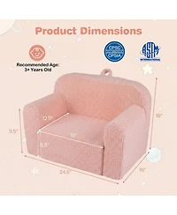 Sugift Portable Kids Foam Couch with Anti-Slip Base and Washable Fleece Cover