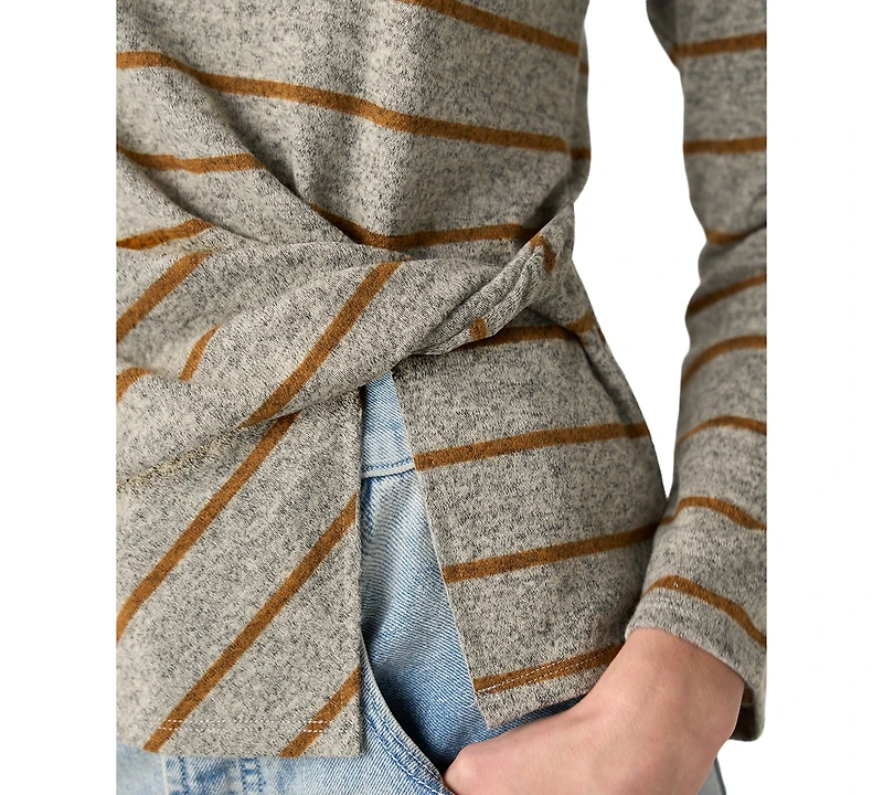 Liverpool Los Angeles Petite Boat Neck Long-Sleeve Stripe Blouse