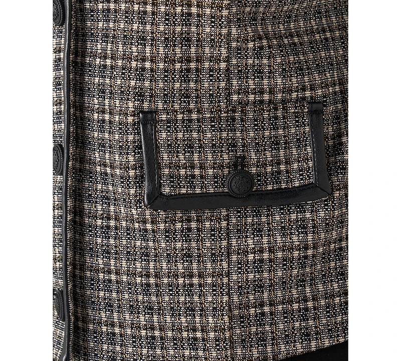 Liverpool Los Angeles Petite Cropped Collarless Plaid Blazer