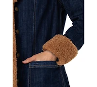 Liverpool Los Angeles Petite Sherpa Notch-Collar Denim Jacket
