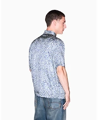 A|X Armani Exchange Men's Short Sleeve All-Over Logo Woven Button-Down Shirt