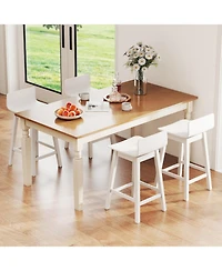 Sugift 24.5-Inch Swivel Wooden Bar Stools Set of 4 with Low Back