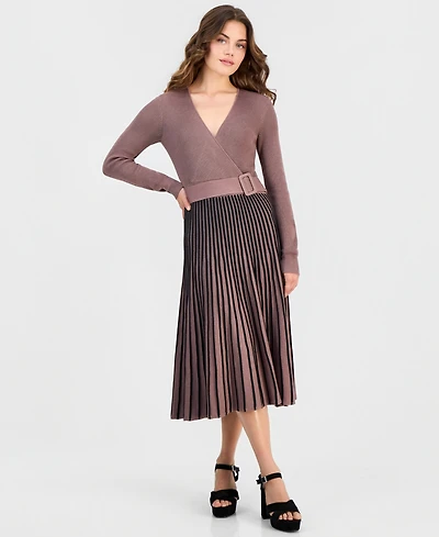 Robbie Bee Petite Jersey & Sweater-Knit Long-Sleeve Midi Dress