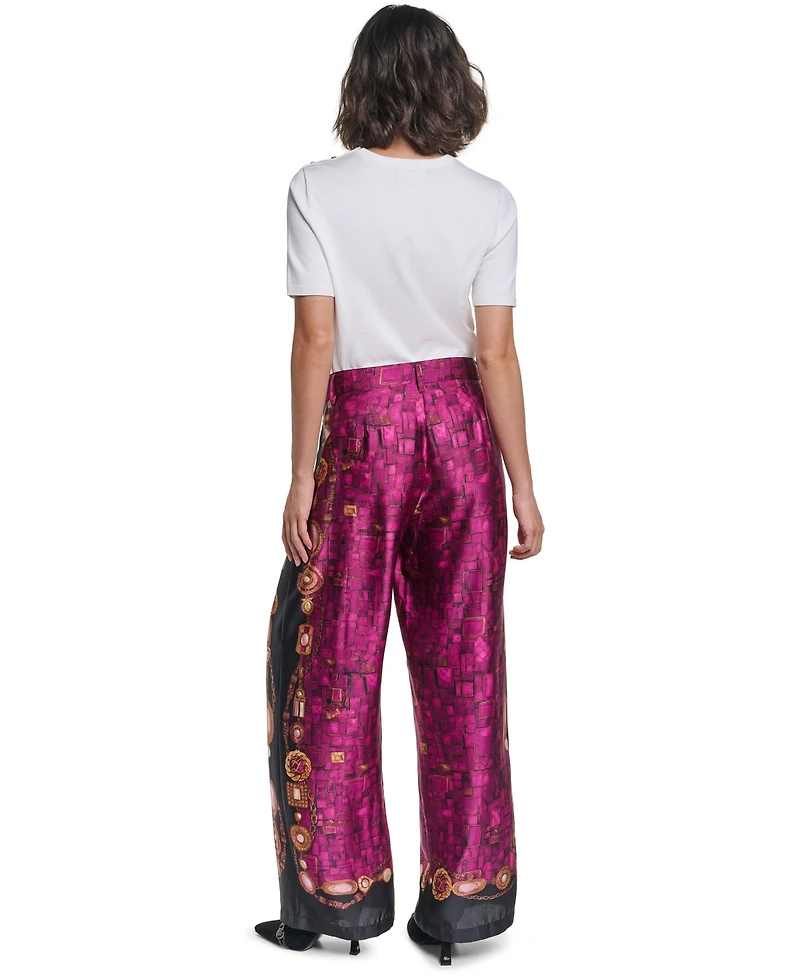Karl Lagerfeld Paris Petite High-Waisted Wide-Leg Pants, 29" Inseam