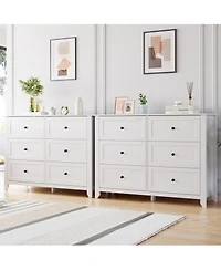 41.7" Wide 6-Drawer Storage Dresser, Modern Lacquered Chest with Deep Drawers, Multi-Purpose Storage Cabinet for Bedrooms, Hallways and Entryways