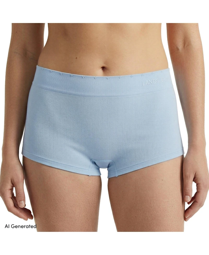 Lands' End Women's Mid Rise Boyshort Soft Fit Seamless 3 Pack Panties