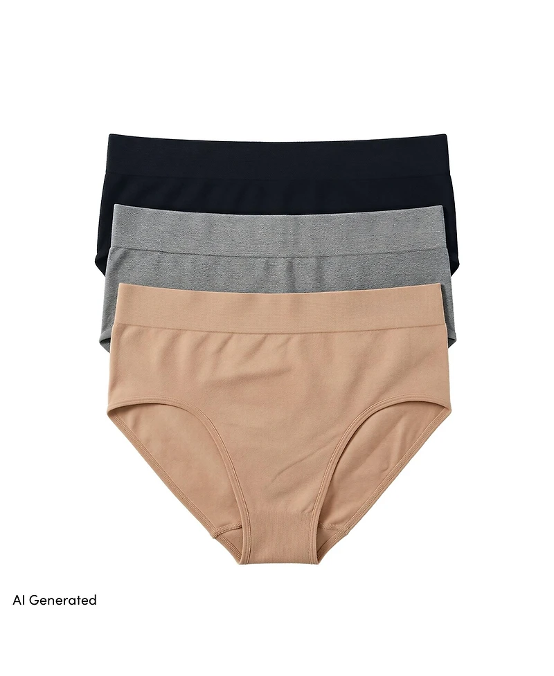 Lands' End Women's Bikini Brief Cotton Comfort Seamless Basics 3 Pack Panties