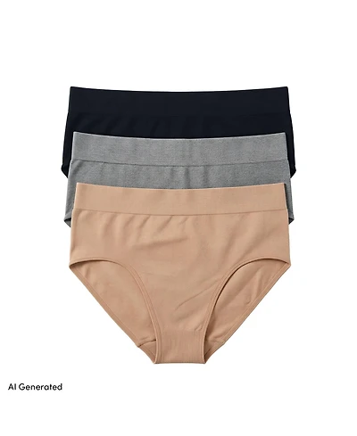Lands' End Women's Bikini Brief Cotton Comfort Seamless Basics 3 Pack Panties