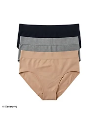 Lands' End Women's Bikini Brief Cotton Comfort Seamless Basics 3 Pack Panties