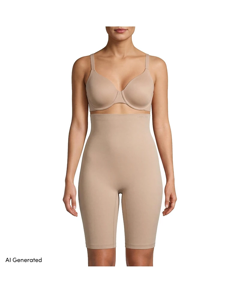 Lands' End Women's Lands High Waist Thigh Shaper Contour Flex Bottoms 2 Pack, Mother Of Pearl, X-Large