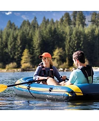 Intex Challenger 2 Inflatable 2 Person Floating Boat Raft Set w/ Oars & Air Pump