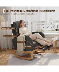homfan Modern Rocking Chair for Living Room, Comfortable Recliner Rocker with Side Pocket, Soft Linen Upholstered Glider Bedroom, Nursery