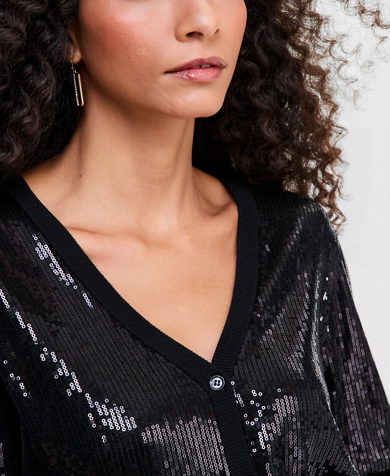 I.n.c. International Concepts Women's Sequin V-Neck Cardigan, Macy's Exclusive