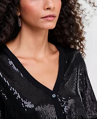 I.n.c. International Concepts Women's Sequin V-Neck Cardigan, Macy's Exclusive