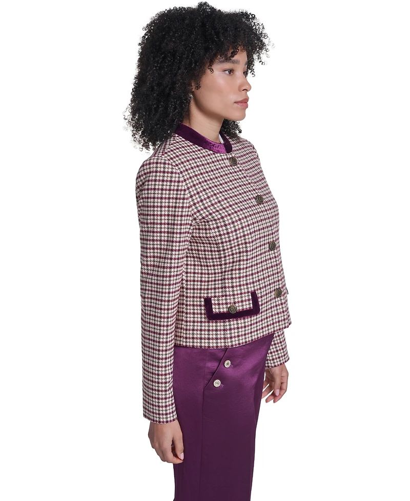 Karl Lagerfeld Paris Petite Plaid Cropped Jacket
