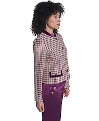 Karl Lagerfeld Paris Petite Plaid Cropped Jacket