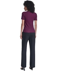 Karl Lagerfeld Paris Petite Ribbed Crewneck Short-Sleeve Sweater
