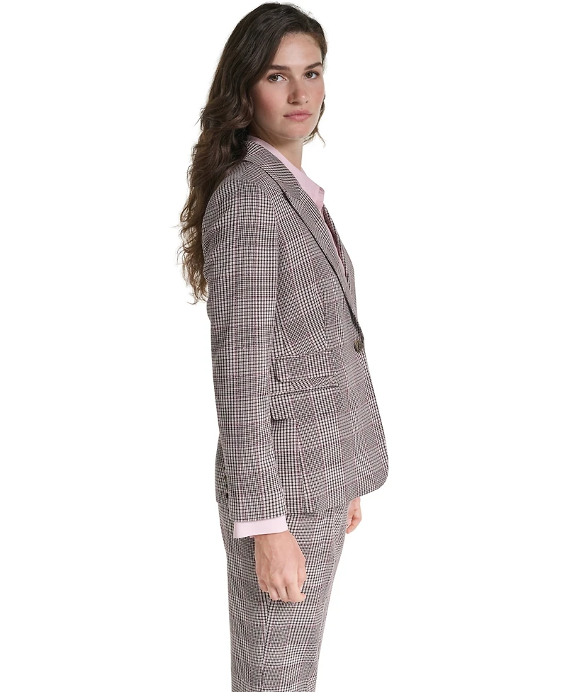 Karl Lagerfeld Paris Petite Woven Plaid Lined Blazer