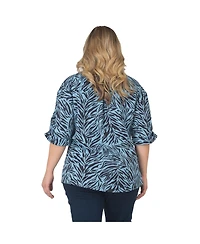 Standards & Practices Plus Zebra-Print Button-Front 3/4-Sleeve Shirt