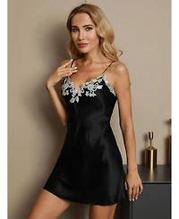 SilkSilky Women's Mulberry Silk Lace V-Neck Nightgown