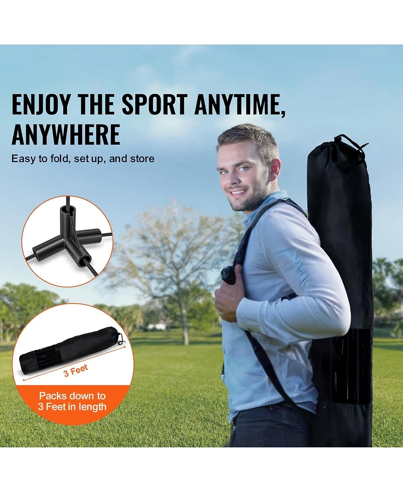 Sugift Foldable Height Adjustable Multi-Sport Net Set with Poles Stand and Carry Bag