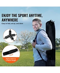 Sugift Foldable Height Adjustable Multi-Sport Net Set with Poles Stand and Carry Bag