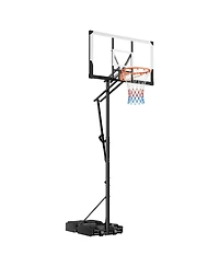 Sugift Portable Basketball Hoop 5.25 to 10 feet Height Adjustment with 48 in Pc Backboard and Wheels