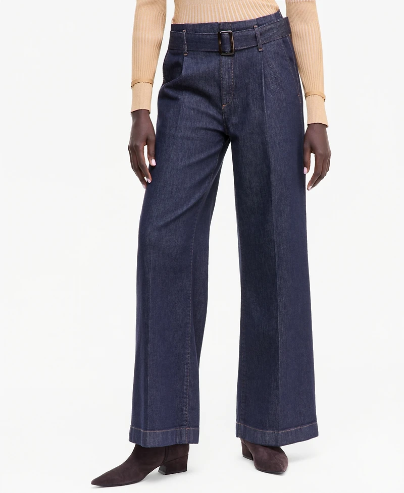 I.n.c. International Concepts Women's High-Rise Wide-Leg Belted Jeans, Macy's Exclusive