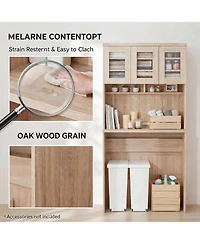 gaomon 71.5" H Kitchen Cabinet with Trash Can Storage – Kitchen Trash Can Cabinet with Microwave Stand, 35.4" Wide Kitchen Pantry for Dining Room