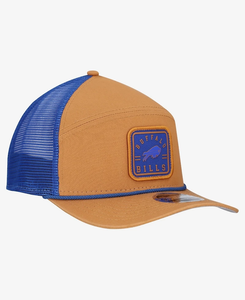 New Era Men's Brown/Royal Buffalo Bills Team Patch Split Panel 9SEVENTY Adjustable Trucker Hat